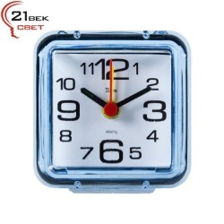 В1-002 (в кор.50шт.) - Настольные часы-будильник с кварцевым механизмом "Классика"21 Век, корпус синий, размер: 7х7см